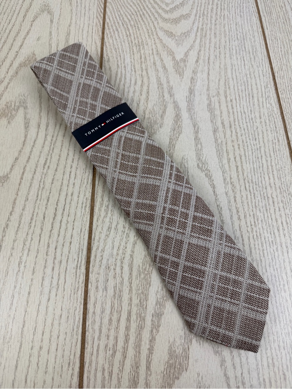 854 Tommy Hilfiger Tie Tan/Brown Plaid 271 TL09100002 Linen Poly Blend $69.50